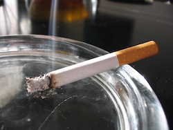 Picture of a cigarette on an ash tray