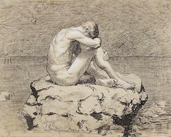 A sketch by Hans Thoma entitled "Loneliness"